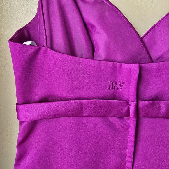 Purple Satin Mini Homecoming Dress Sleeveless Party Cocktail Size 10 M NWT - Picture 10 of 12